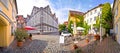 Ansbach. Old town of Ansbach beer garden and street panoramic view