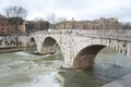 The anscient bridge across The Tibre River. Royalty Free Stock Photo