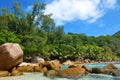 Anse Caiman beach in La Digue Island, Seychelles. Royalty Free Stock Photo