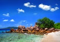 Anse Caiman beach in La Digue Island, Seychelles. Royalty Free Stock Photo