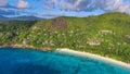 Anse La Liberte\' in Mahe\', Seychelles. Amazing aerial view from drone Royalty Free Stock Photo