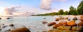 Anse Lazio beach panorama Royalty Free Stock Photo