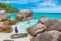 Anse Patates - tropical beach on island La Digue, Seychelles