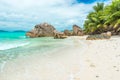 Anse Patates - tropical beach on island La Digue, Seychelles Royalty Free Stock Photo