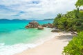 Anse Patates - tropical beach on island La Digue, Seychelles Royalty Free Stock Photo