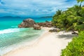 Anse Patates - tropical beach on island La Digue, Seychelles Royalty Free Stock Photo