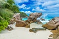 Anse Patates - tropical beach on island La Digue, Seychelles Royalty Free Stock Photo