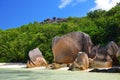 Anse Source d`Argent beach with big granite stones in La Digue Island, Indian Ocean, Seychelles. Royalty Free Stock Photo