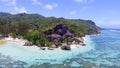 Anse Source D'Argent in La Digue Island - Seychelles aerial view Royalty Free Stock Photo