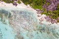 Anse Source D'Argent panoramic overhead aerial view in La Digue Royalty Free Stock Photo
