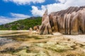 Anse source argent in seychelles island Royalty Free Stock Photo