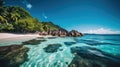 Anse Source dArgent Seychelles on a sunny day - made with Generative AI tools Royalty Free Stock Photo