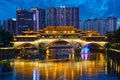 Anshun bridge at night, Chengdu, China