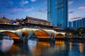 Anshun bridge at night, Chengdu, China Royalty Free Stock Photo