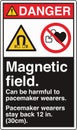 ANSI Z535 Safety Sign Standards Danger Magnetic field can be harmful to pacemaker wearers pacemaker wearers Royalty Free Stock Photo