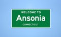 Ansonia, Connecticut city limit sign. Town sign from the USA. Royalty Free Stock Photo