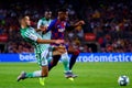 Ansu Fati plays at the La Liga match between FC Barcelona and Real Betis Royalty Free Stock Photo
