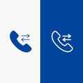 Answer, Call, Contact us Line and Glyph Solid icon Blue banner Line and Glyph Solid icon Blue banner Royalty Free Stock Photo