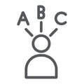 Answer choice line icon, think and person, decision sign, vector graphics, a linear pattern on a white background.