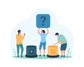Answer choice, right or wrong decision, tiny people choose to click tick or cross