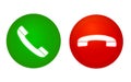 Answer and decline phone call buttons. Vector illustration icon. Phone call. Telephone sign. Accept call and decline phone icons
