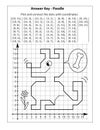 This is answer key page for coordinate graphing, or drawing by coordinates, math worksheet with poodle dog