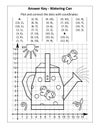 This is answer key page for coordinate graphing, or drawing by coordinates, math worksheet with watering can