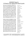 Answer page for St Patrick`s Day illustrated zigzag word search puzzle