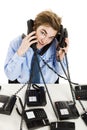 Answering multiple calls at the same time Royalty Free Stock Photo