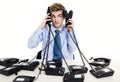 Answering multiple calls at the same time Royalty Free Stock Photo