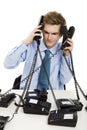 Answering multiple calls at the same time Royalty Free Stock Photo