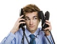 Answering multiple calls at the same time Royalty Free Stock Photo