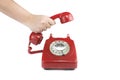 Answering an old fashioned red telephone