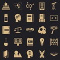 Answers on questions icons set, simple style