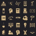 Answers on questions icons set, simple style Royalty Free Stock Photo
