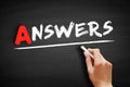 Answers text on blackboard Royalty Free Stock Photo