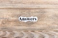 answers text on paper. Word answers on torn paper. Concept Image