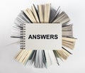 Answers word. Knoledge from books, literature Royalty Free Stock Photo