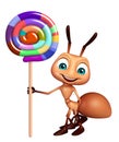Ant cartoon character with lollypop