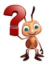 Ant cartoon character with question mark sign Royalty Free Stock Photo