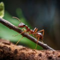 Ant close up, on nature background. AI generative. Nature wild life