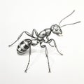 Ant Drawing Illustration In Jeff Koons Style With Liquid Metal