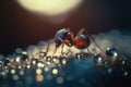 ant with a drop close-up. ai generative Royalty Free Stock Photo
