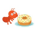 ant eating donut Royalty Free Stock Photo