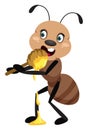 Ant eating honey, illustrator, vector Royalty Free Stock Photo