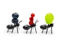 Ant figures transporting fruits, concept global export and logistics Royalty Free Stock Photo