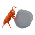 Ant find stone icon, cartoon style