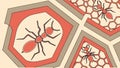 Ant in Hexagonal Honeycomb Pattern - Scientific Insect Vector Art, vector design Generative AI Royalty Free Stock Photo