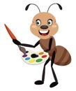 Ant holding color palette, illustrator, vector Royalty Free Stock Photo