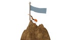 The ant holding a flag at the mountain.3D illustration.
